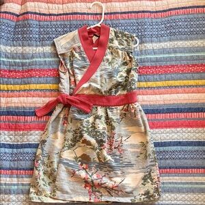 Tea Collection Kimono Watercolor Floral Wrap Dress EUC